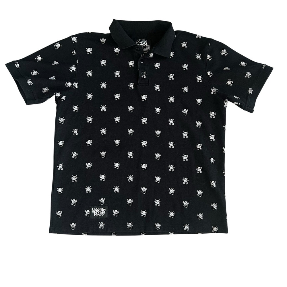 Lurking Class Men's Polo Shirt Spiders All‎ Over Print Sketchy Tank Size Medium